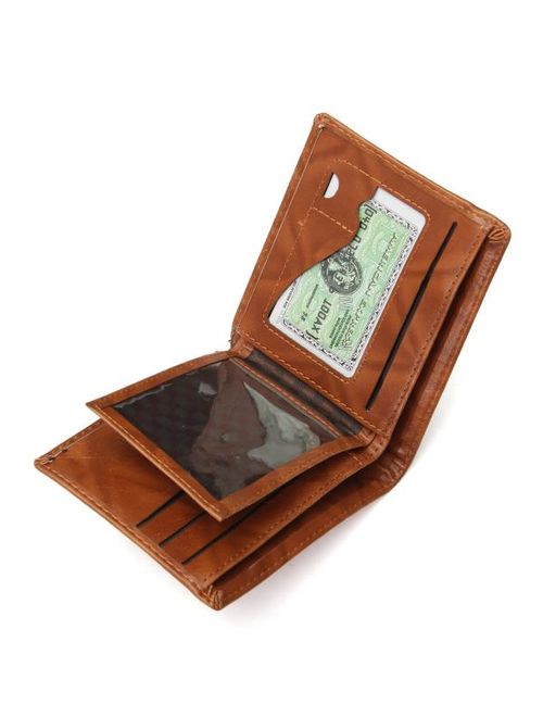 Creative Men Wallet - US Dollar Bifold Wallet PU Leather Short Purses Male Cards Wallets Notecase For Men & Boys Gifts Dark Brown