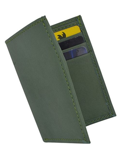 Men's Mini Slim Thin Bifold Genuine Leather ID Card Bill Holder Wallet (Green)