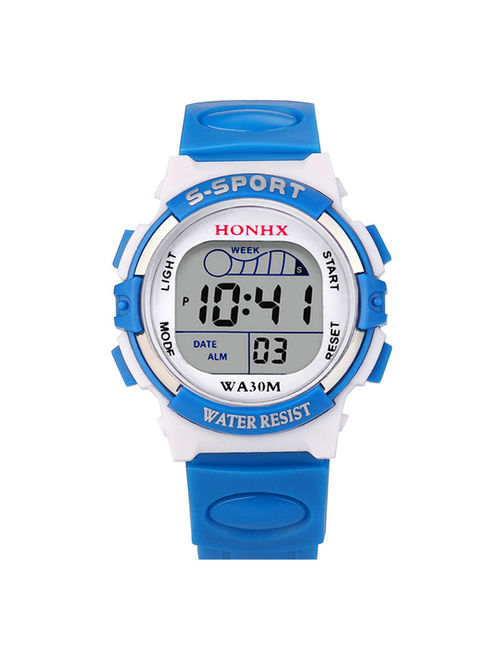 CARLTON GLOBAL Waterproof Children Boys Digital LED Sports Watch Kids Alarm Date Watch Gift