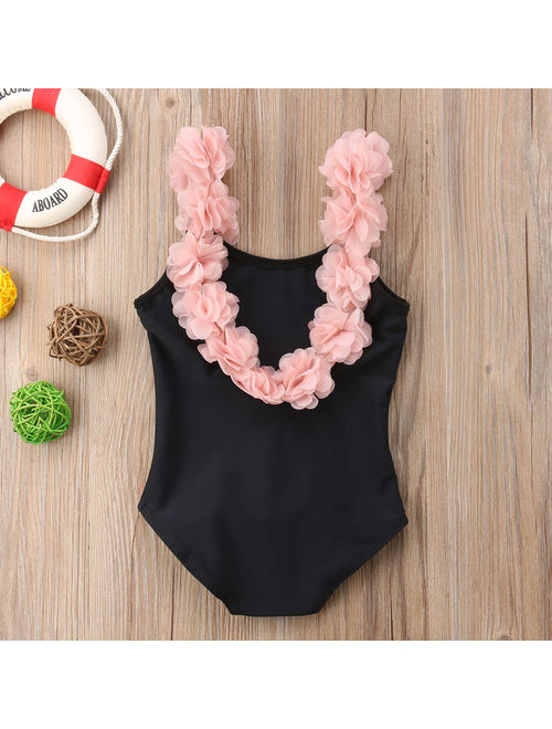 Hirigin Toddler Baby Girl Floral Backless Swimmable Swimsuit Swimwear Bathing Suit Outfit