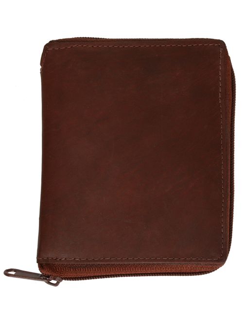 RFID Blocking Mens Leather Zippered Wallet RFID 702 (C)