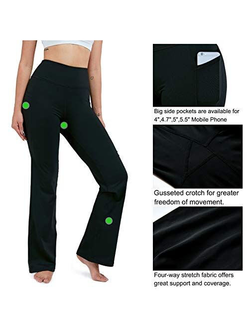 G Gradual 28"/30"/32"/34" Inseam Women's Bootcut Yoga Pants Long Bootleg High-Waisted Flare Pants with Pockets