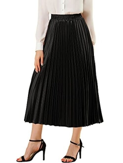 Women's Saint Patrick's Day Zip Closure Accordion Plisse Pleated Metallic Midi Skirt M Red