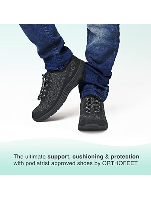 Orthofeet Proven Foot and Heel Pain Relief. Extended Widths. Best Orthopedic Shoes Plantar Fasciitis, Diabetic Men's Walking Shoes, Lava