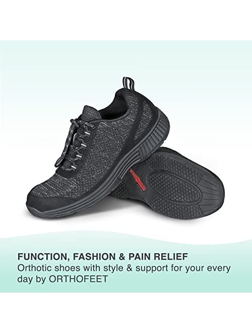 Orthofeet Proven Foot and Heel Pain Relief. Extended Widths. Best Orthopedic Shoes Plantar Fasciitis, Diabetic Men's Walking Shoes, Lava