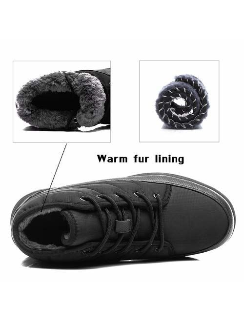 EXEBLUE Men Women Winter Snow Boots - Water Resistant Lace up Winter Shoes with Warm Fur Lining Outdoor