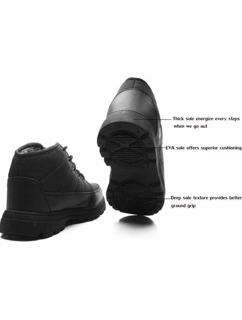EXEBLUE Men Women Winter Snow Boots - Water Resistant Lace up Winter Shoes with Warm Fur Lining Outdoor