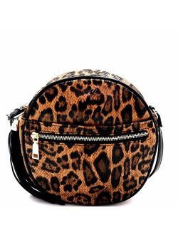 Girls Womens Leopard Snake Print Fur Leather Round Square Crossbody Bag