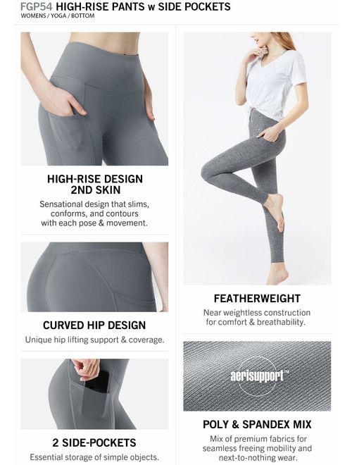 TSLA Yoga Pants Leggings Mid-Waist/High-Waist Tummy Control w Side/Hidden Pocket Series
