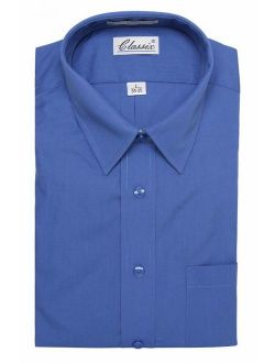 Classic Mens Dress Shirt Long-Sleeve Button Shirt (With Neck Sizes)