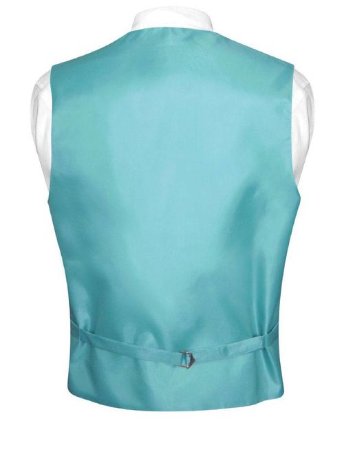Men's Dress Vest & BowTie Solid TURQUOISE AQUA BLUE Color Bow Tie Set