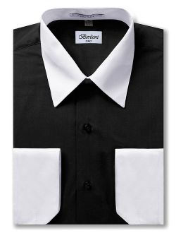Italy Men's Long Sleeve Two Tone Premium Dress Shirt