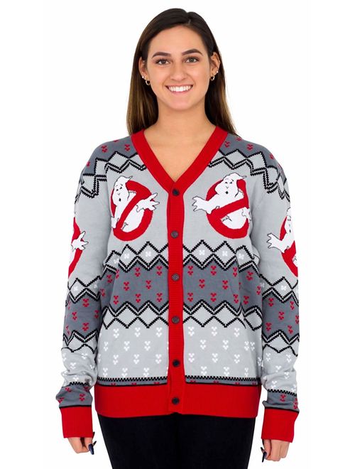 Ghostbusters Logo Ugly Christmas Cardigan Sweater