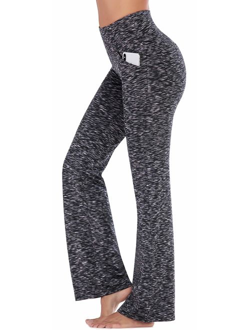 IUGA Bootcut Yoga Pants with Pockets for Women High Waist Workout Bootleg Pants Tummy Control, 4 Pockets Work Pants for Women