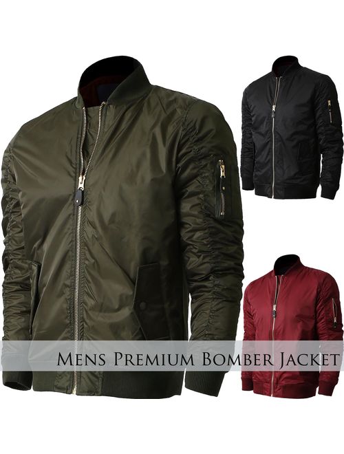 Ma Croix Mens MA-1 Bomber Lightweight Padded Jacket Outerwear