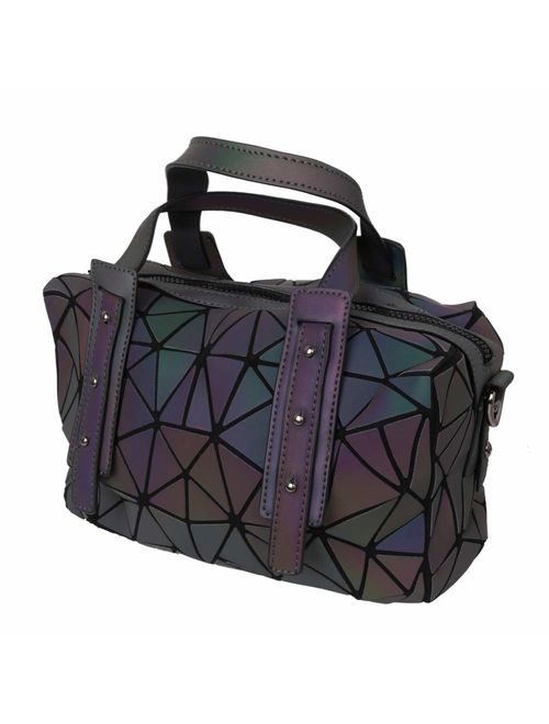 Women Geometric Luminous Handbags Shoulder Clutch Bag Satchel Messenger Tote Bags Purse for Girls
