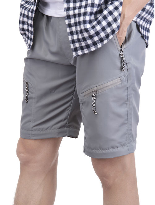 LELINTA Mens Casual Trousers Waterproof Outdoor Sports Combat Pants Cargo Work Short Pants Grey