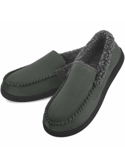 VONMAY Men's Moccasin Slippers Fuzzy House Shoes Fleece Home Memory Foam Indoor