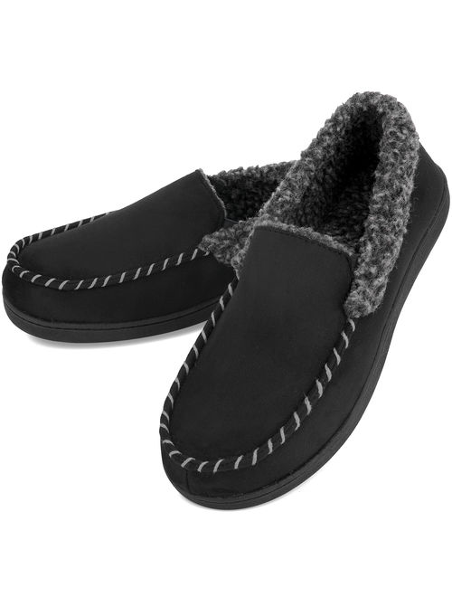 VONMAY Men's Moccasin Slippers Fuzzy House Shoes Fleece Home Memory Foam Indoor