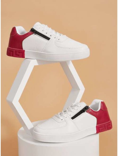 Buy Shein Men Two Tone Side Zip Lace-up Front Sneakers online | Topofstyle