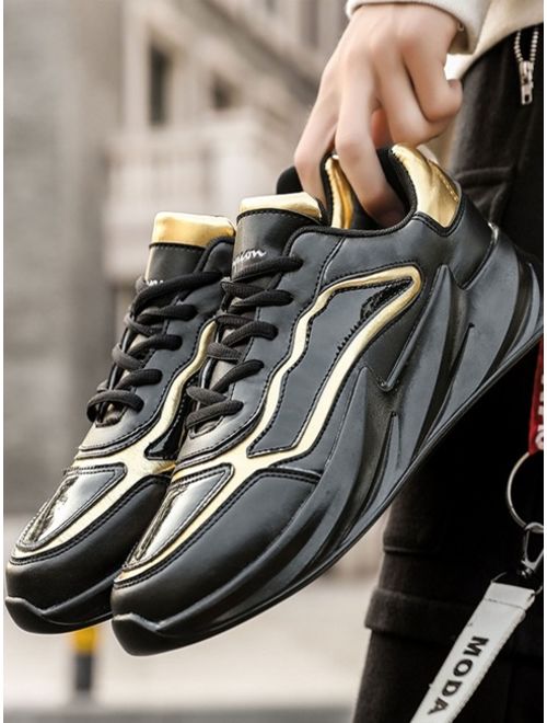 Shein Men Metallic Detail Lace-up Front Chunky Sneakers