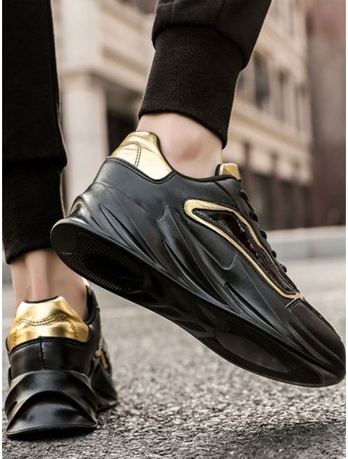 Shein Men Metallic Detail Lace-up Front Chunky Sneakers
