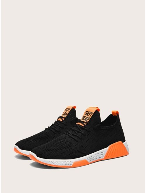 Shein Men Letter Patch Decor Lace-up Front Sneakers