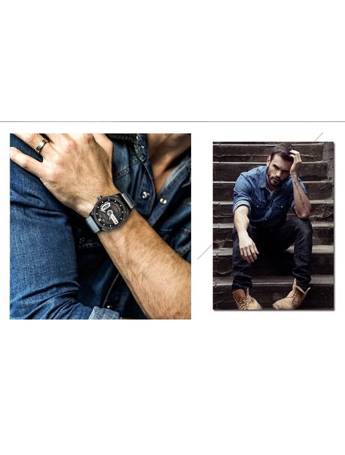 Men's Classic Round Fashion Watch,Leather Strap Watches, Perfect Quartz Movement, Waterproof and Scratch Resistant, Analog Chronograph Business Watches, Best Mens Gift