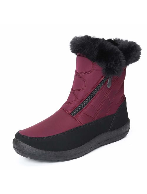 gracosy Snow Boots for Women Men, Warm Ankle Boots Waterproof Outdoor Slip On Fur Lined Winter Short Booties Anti-Slip Comfort Zipper Large Size Shoes