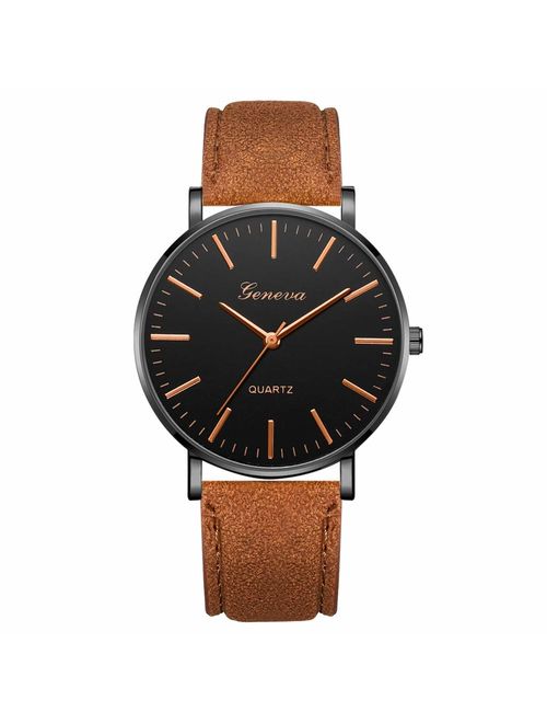 LUCAMORE Mens Quartz Watch,Luxury Temperament Minimalist Business Date Display Analog Wrist Watches Mesh Leather Strap