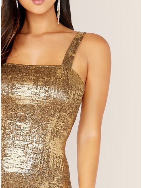 Shein Metallic Gold Bodycon Dress