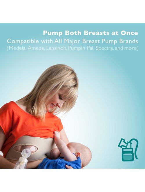 Pump Strap Hands-Free Pumping & Nursing Bra - Pump More in Less Time - Fits All Moms, Adjusts with Body