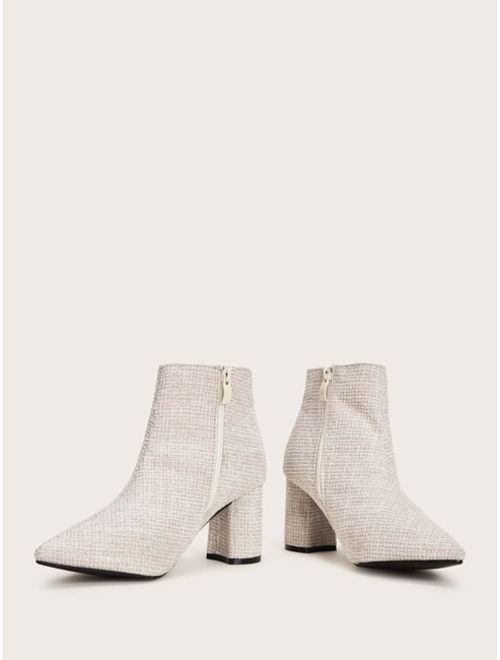 Shein Point Toe Tweed Side Zip Boots