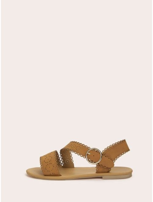 Shein Hollow Out Scalloped Trim Sandals