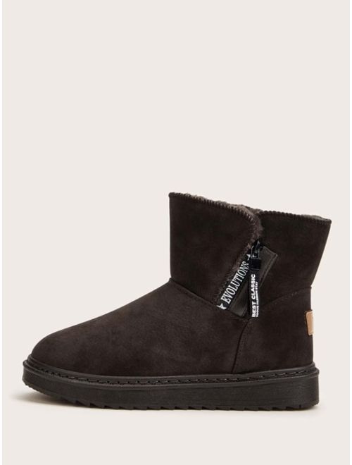 Shein Side Zip Faux Fur Lined Suede Boots