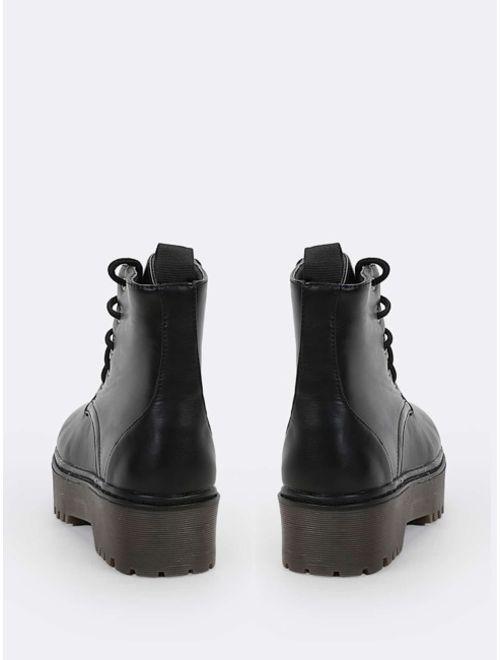 Shein Lace Front Lug Sole Combat Boots