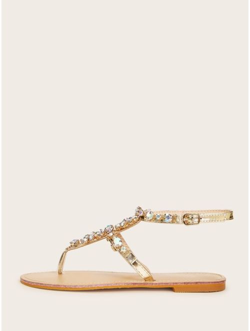 Shein Jewelled Decor Toe Post Sandals