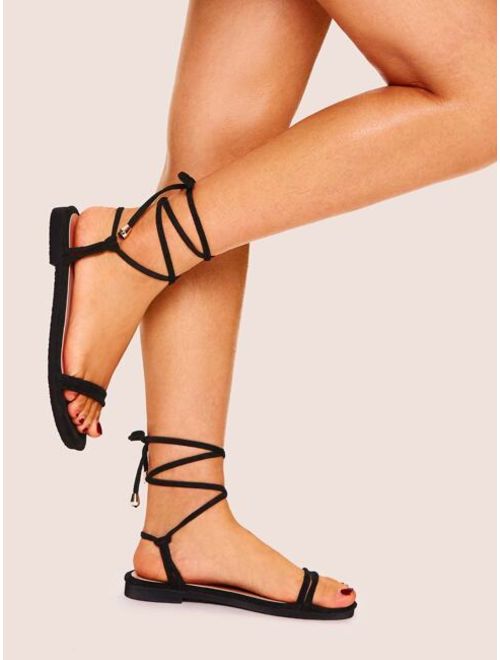 Shein Lace-up Strappy Flat Sandals