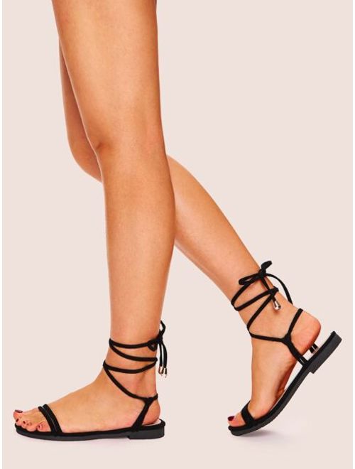 Shein Lace-up Strappy Flat Sandals