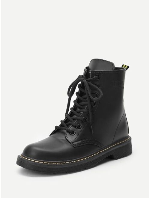 Shein Solid Lace-up Combat Boots