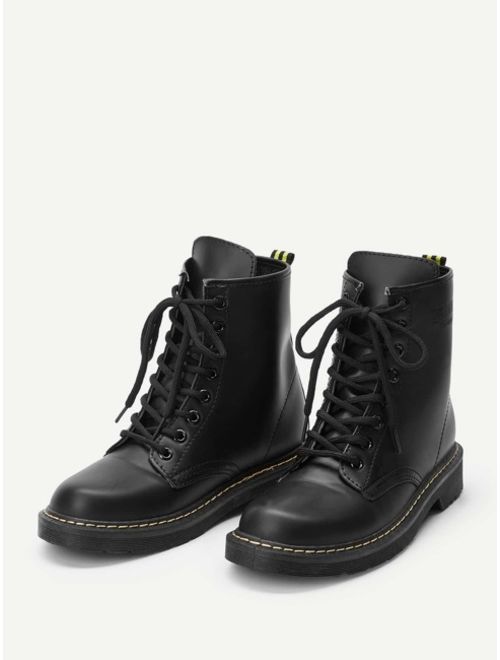 Shein Solid Lace-up Combat Boots
