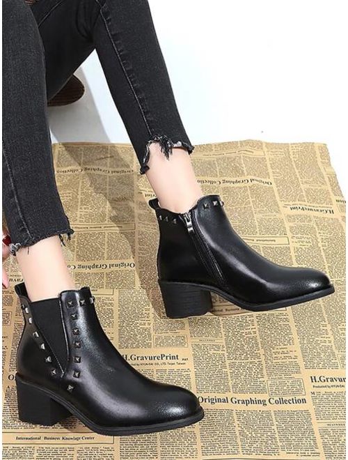 Shein Studded Decor Side Zip Chelsea Boots