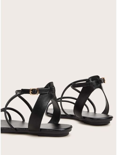 Shein Strappy Ankle Strap Flat Sandals