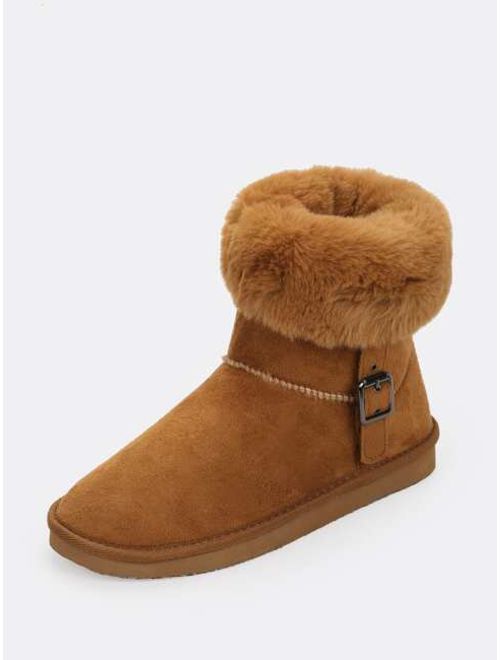 Shein Faux Fur Collar Short Snow Boots