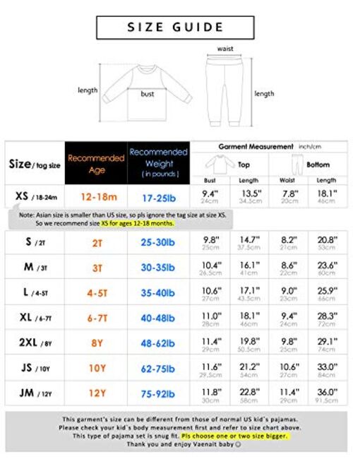 VAENAIT BABY 12M-7T Kids Unisex Boys & Girls 100% Cotton Sleepwear Pajamas 2pcs Set Prism/Cloud