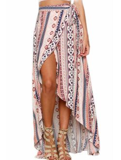 Women Boho Skirt Summer Wrap Chiffon Bohemian Floral Maxi Skirts