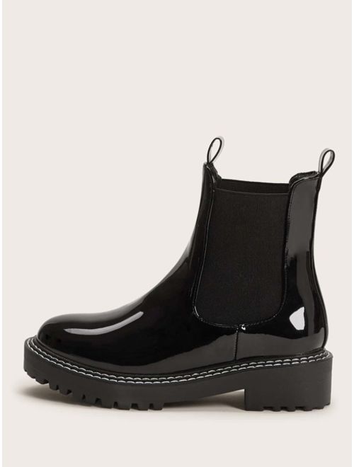 Shein Patent Wide Fit Chelsea Boots