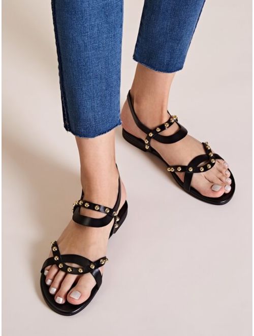 Shein Studded Decor Ankle Strap Sandals