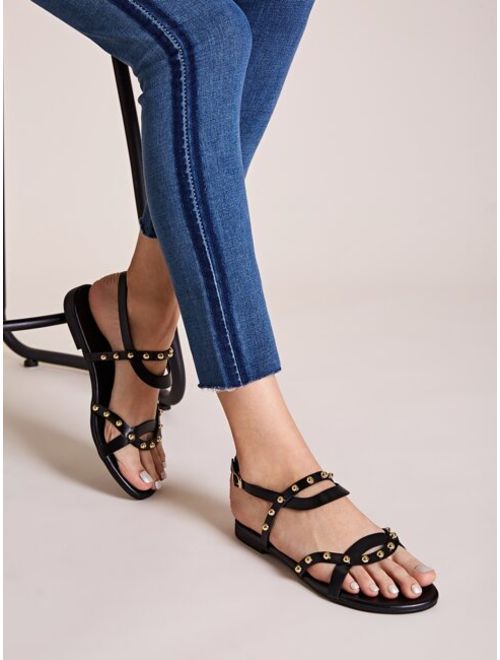 Shein Studded Decor Ankle Strap Sandals