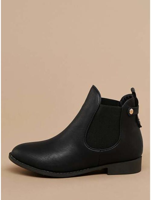 Shein Round Toe Side Goring Pull On Chelsea Ankle Boots